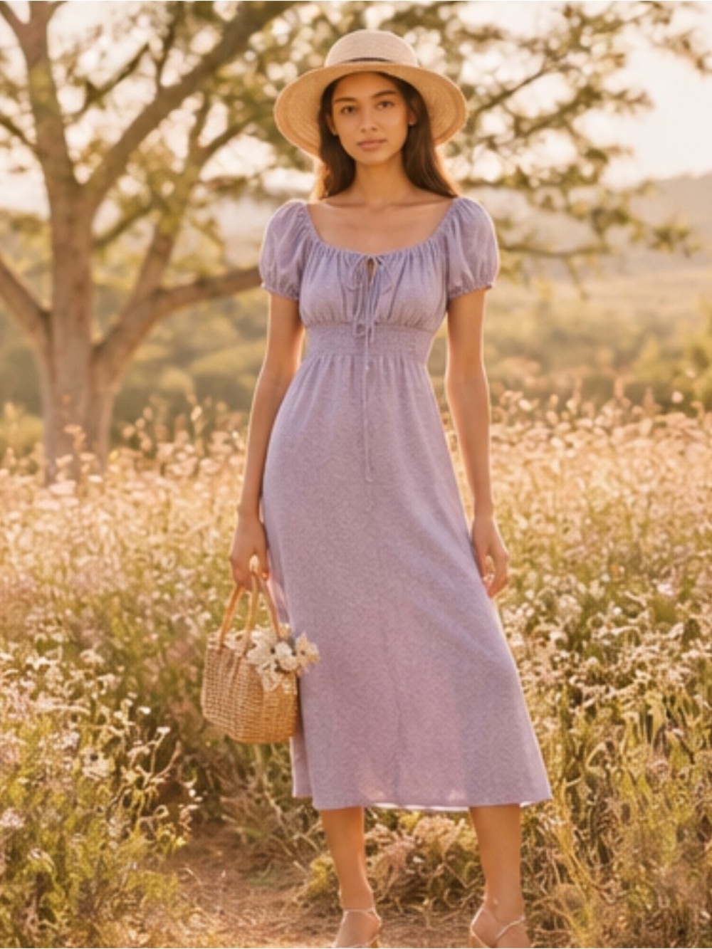 Cherfly Off Shoulder Maxi Dress Womens Medium NWOT Lavender Purple Summer Boho